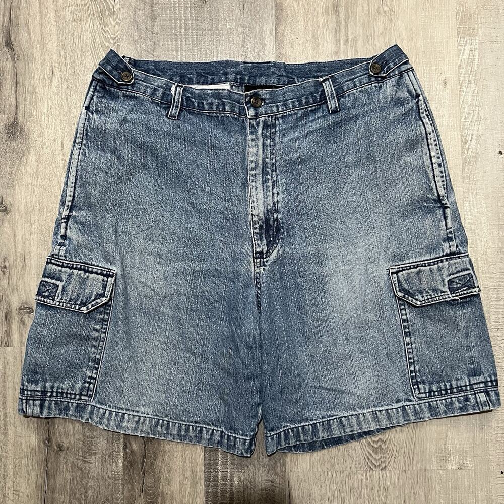 VTG Consensus Cargo Denim Shorts 90s Blue Mens 36 Faded Skater Jorts